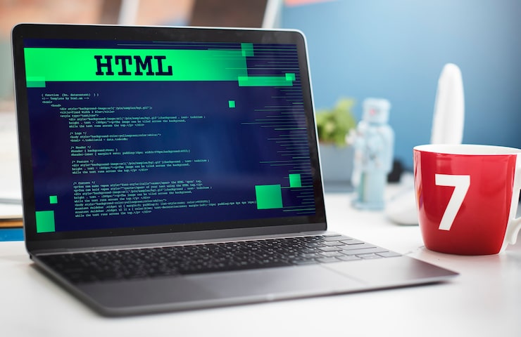 Foto gratuito concepto web de tecnología avanzada de programación html