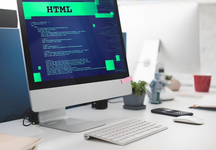 Foto gratuito concepto web de tecnología avanzada de programación html
