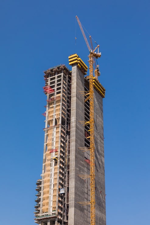 Foto gratuito construcción de rascacielos tall dubai marina en emiratos árabes unidos