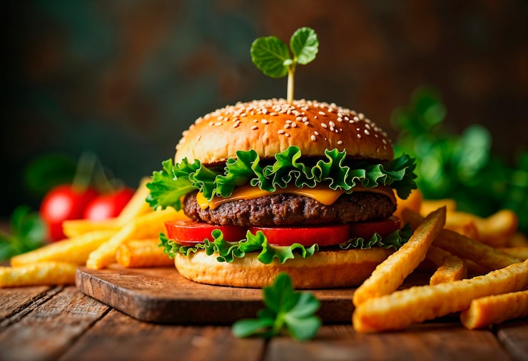 Foto gratuito una deliciosa presentación de hamburguesas veganas