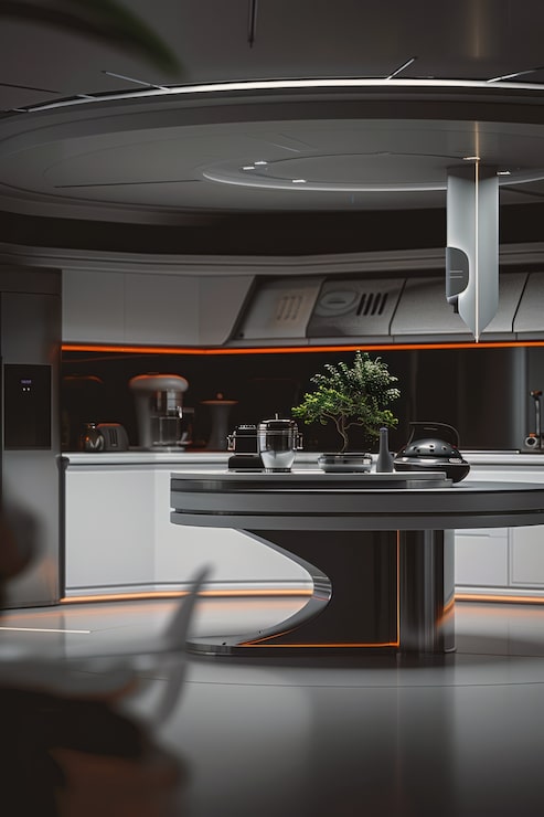 Foto gratuito diseño interior de cocina futurista