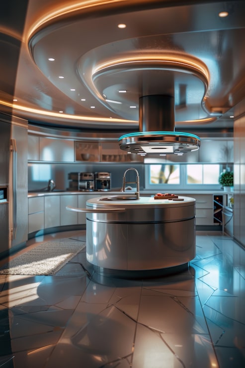Foto gratuito diseño interior de cocina futurista