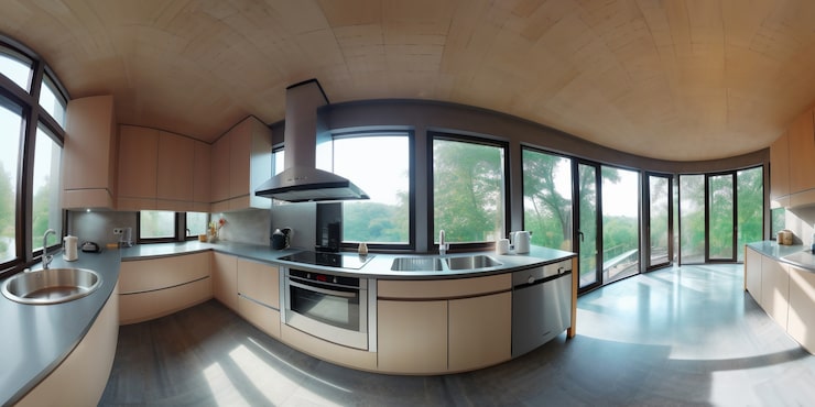 Foto gratuito disparo para la composición panorámica de la cocina.