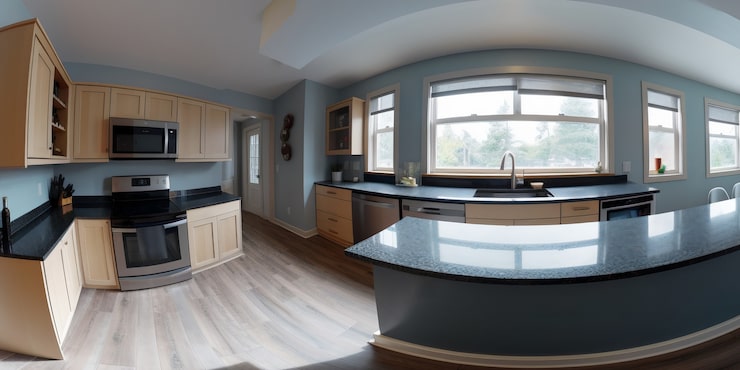 Foto gratuito disparo para la composición panorámica de la cocina.