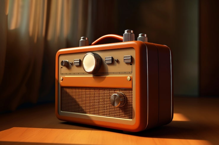 Foto gratuito dispositivo de radio electrónico retro marrón