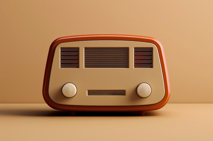 Foto gratuito dispositivo de radio electrónico retro marrón