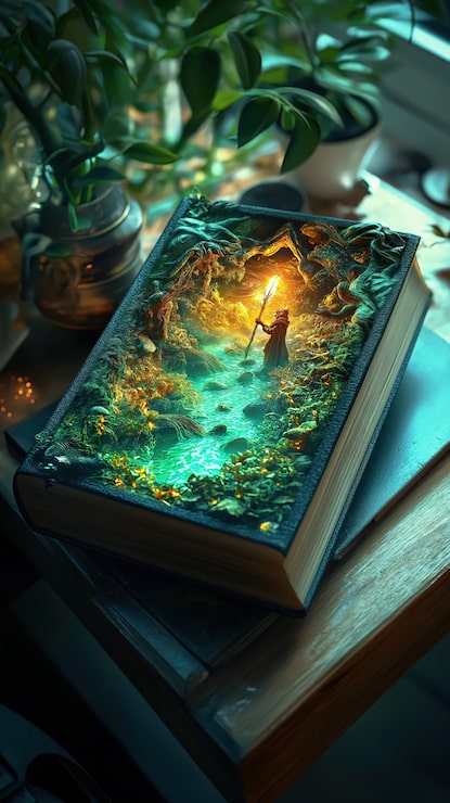 Foto gratuito escena de cuento de hadas saliendo de un libro