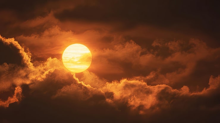 Foto gratuito un espectacular atardecer con nubes de fuego