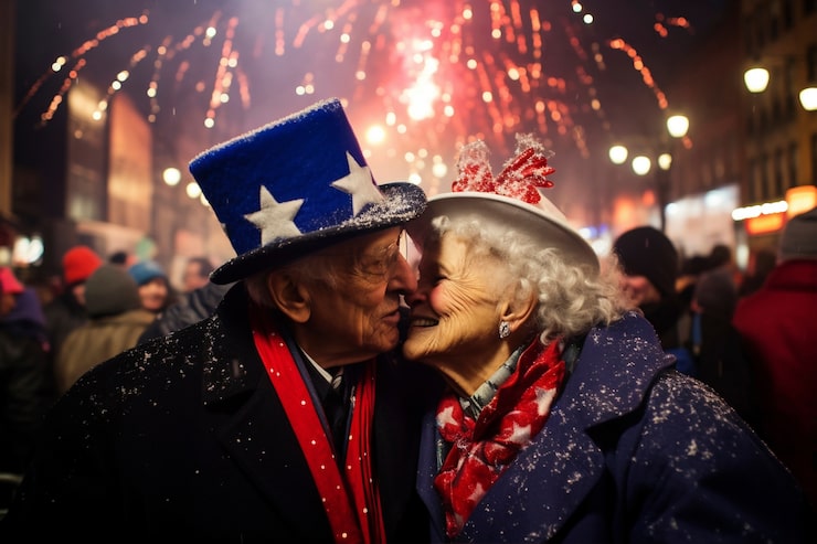 Foto gratuito feliz celebración del año nuevo 2024