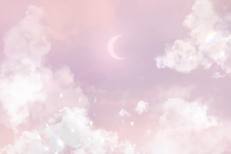 Foto gratuito el fondo del cielo rosado con luna creciente