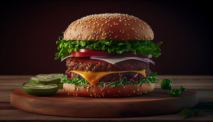 Foto gratuito hamburguesa con queso gourmet y papas fritas en mesa de madera ia generativa