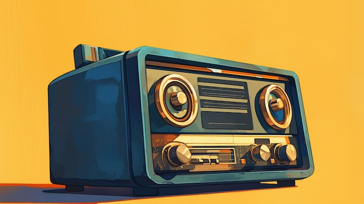 Foto gratuito ilustración de estilo de arte digital de un dispositivo de radio retro