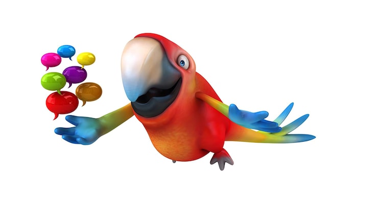 Photo Gratis ilustrasi burung beo kartun 3d yang menyenangkan