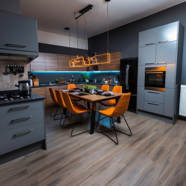 Foto gratuito interior de diseño de cocina moderna.