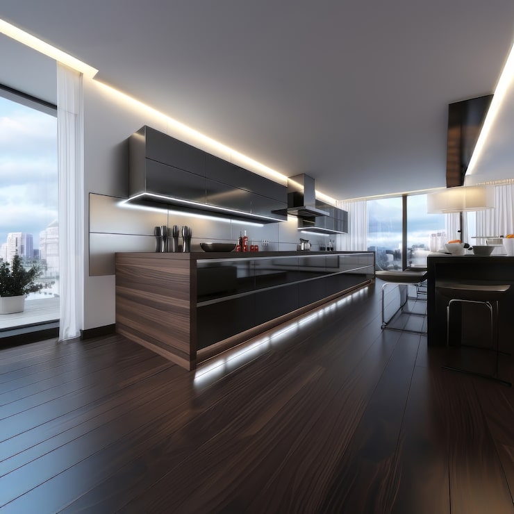 Foto gratuito interior de diseño de cocina moderna.