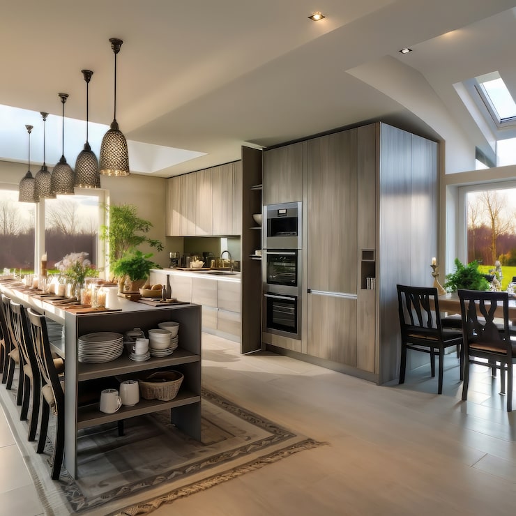 Foto gratuito interior de diseño de cocina moderna.