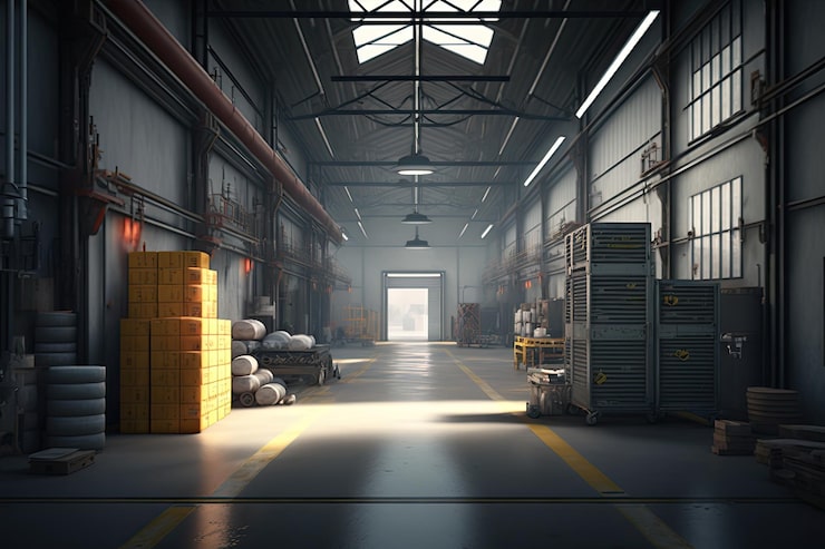 Photo Gratis interior gudang logistik besar ai generatif