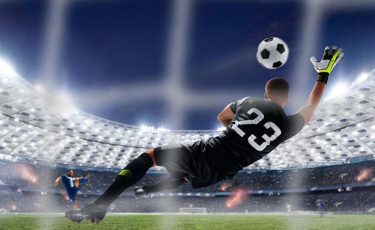 Foto gratuito jugadores de fútbol en acción en un estadio profesional