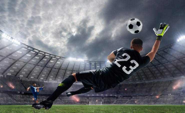 Foto gratuito jugadores de fútbol en acción en un estadio profesional