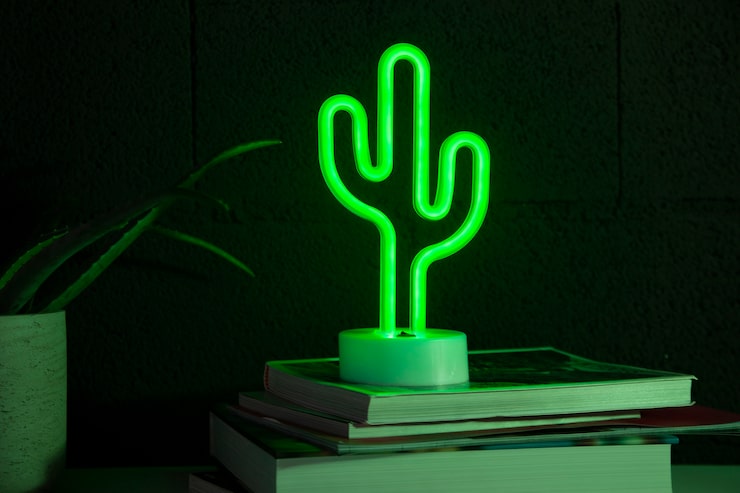 Photo Gratis kaktus neon yang indah di kamar tidur