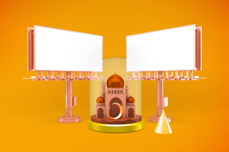 Foto gratuito lado frontal de vallas publicitarias de ramadán