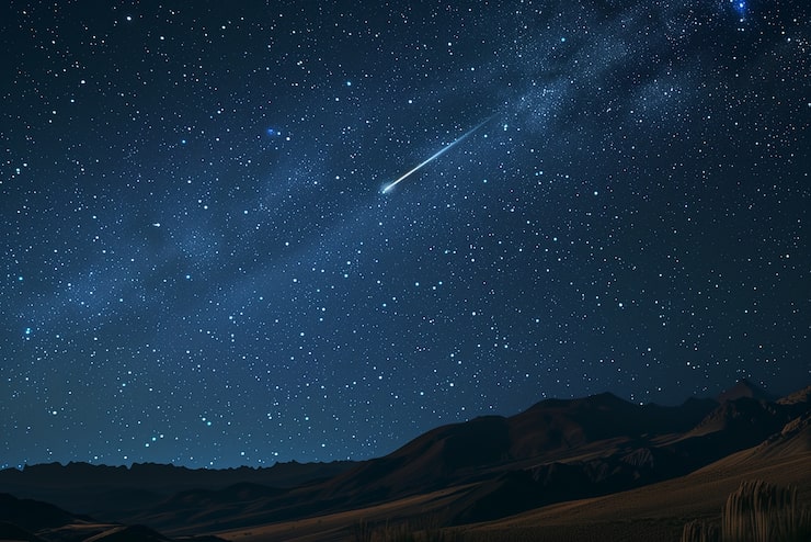 Photo Gratis langit bertabur bintang di malam hari dengan lanskap pegunungan