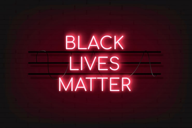 Photo Gratis latar belakang cahaya neon merah black lives matter