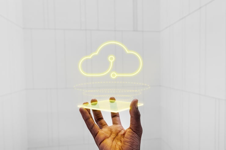 Photo Gratis layar proyektor hologram dengan teknologi sistem cloud