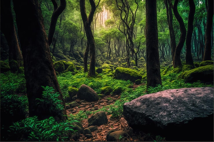 Foto gratuito luz y bosque día anime fondo ilustración generativa ai