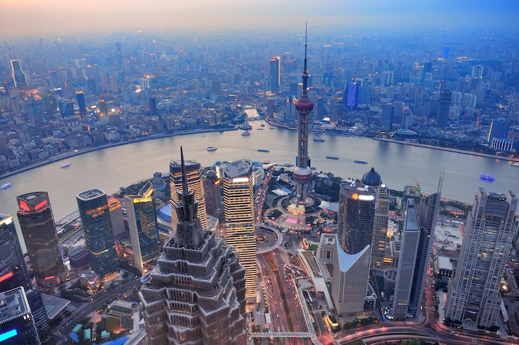 Photo Gratis matahari terbenam di shanghai