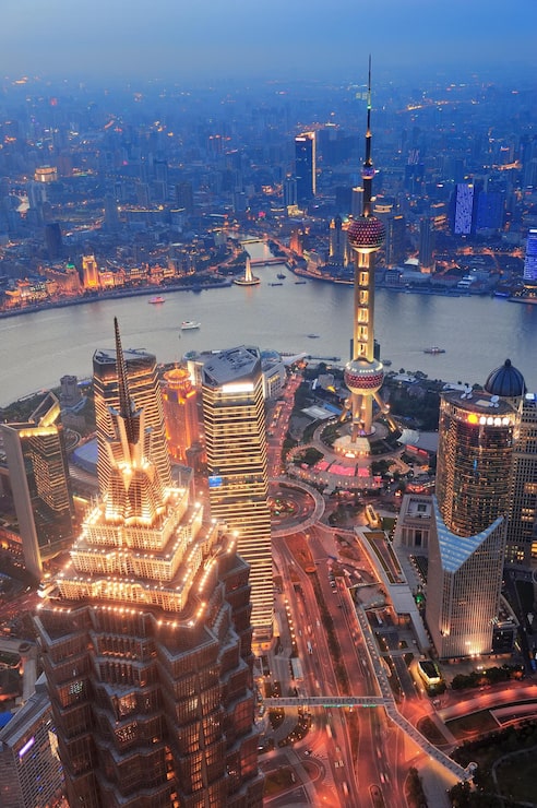 Photo Gratis matahari terbenam di shanghai