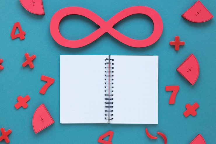 Foto gratuito matemáticas con números y símbolo infinito.