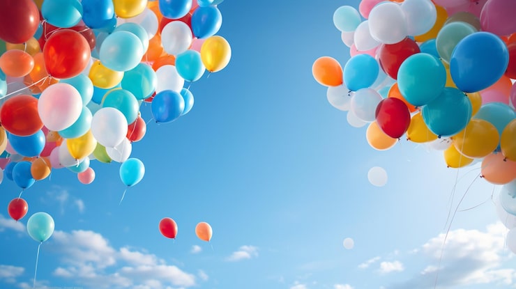 Foto gratuito el momento mágico de soltar globos en el cielo