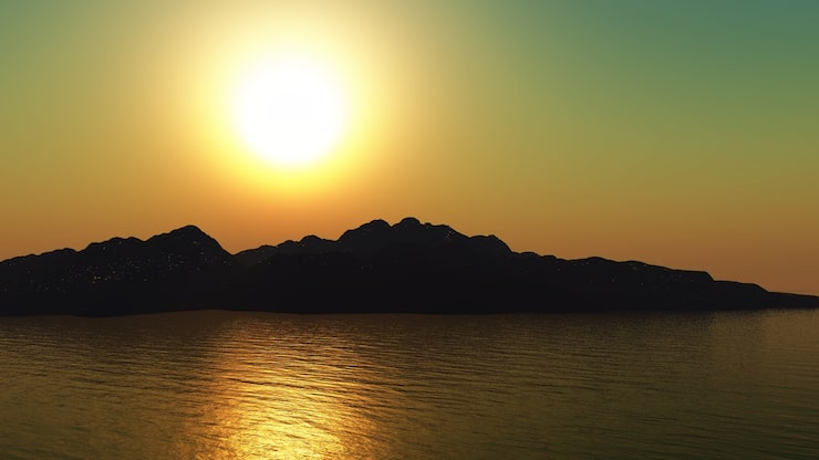 Foto gratuito montañas 3d al atardecer