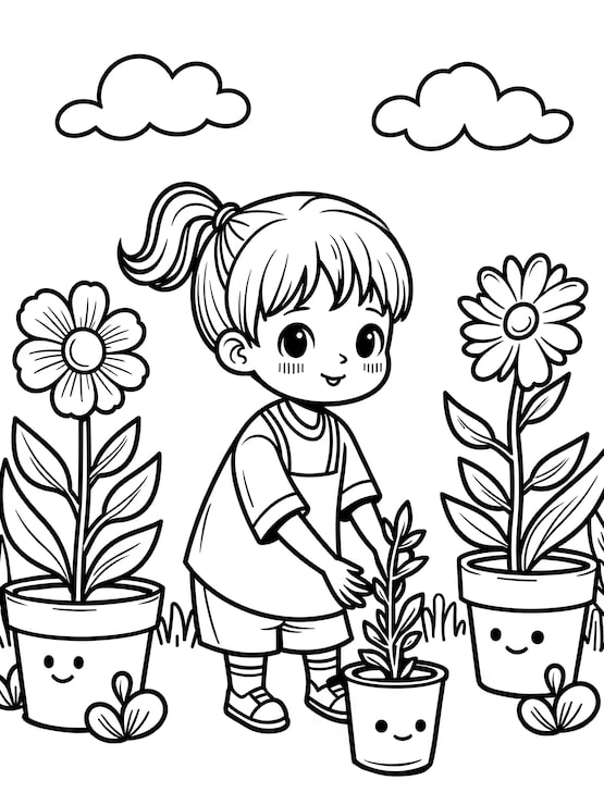Foto gratuito niño lindo plantando flores en el jardín