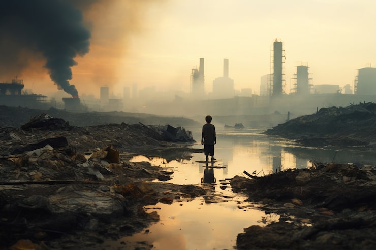 Photo Gratis pabrik menghasilkan polusi co2