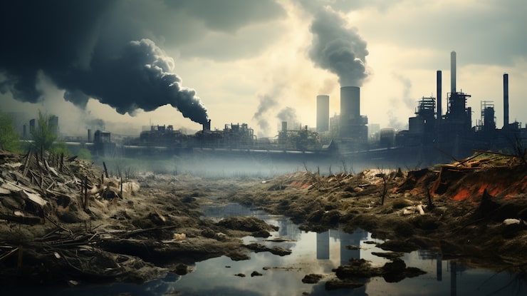 Photo Gratis pabrik menghasilkan polusi co2