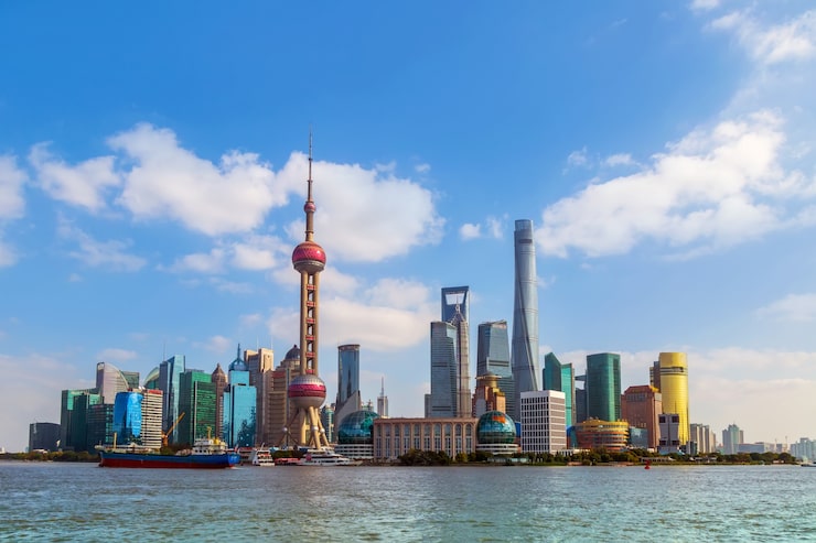 Photo Gratis pariwisata langit biru perjalanan gedung pencakar langit shanghai