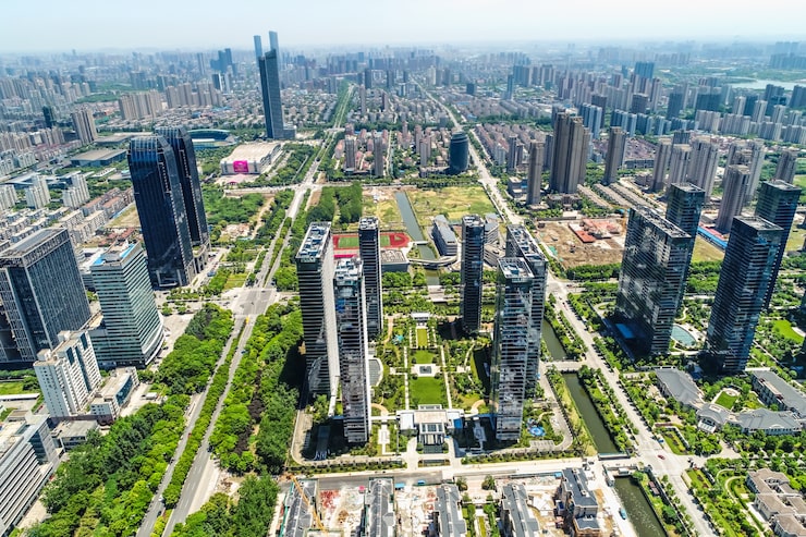 Photo Gratis pemandangan shanghai dari sudut pandang burung