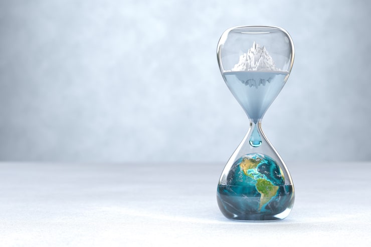 Photo Gratis planet bumi dalam jam pasir konsep pemanasan global