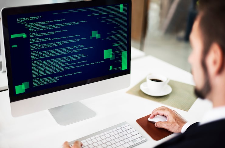 Foto gratuito programación en php codificación en html concepto del ciberespacio