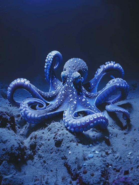 Foto gratuito el pulpo en su hábitat natural submarino