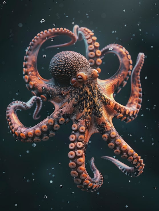 Foto gratuito el pulpo en su hábitat natural submarino