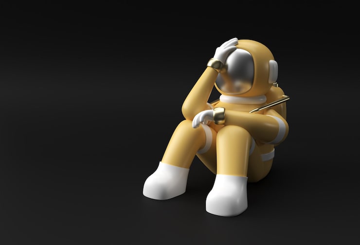 Photo Gratis render 3d astronot astronot sakit kepala kekecewaan desain ilustrasi 3d isyarat lelah kaukasia atau malu