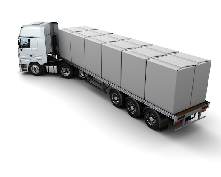 Photo Gratis render 3d truk hgv pengiriman kotak putih