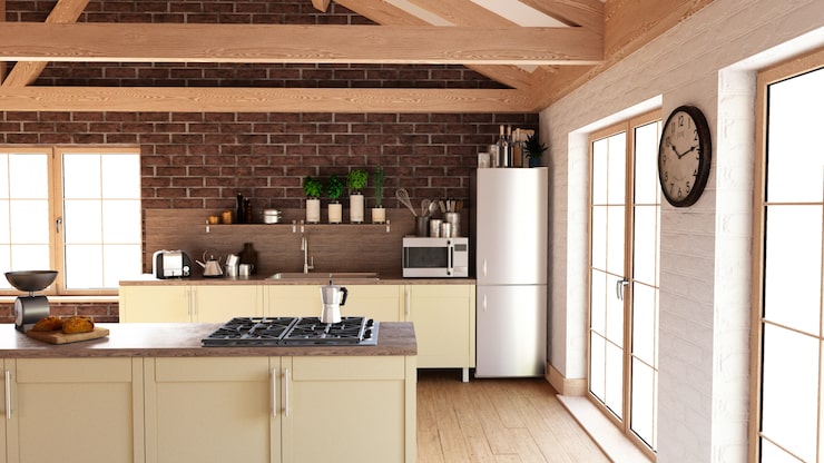 Foto gratuito render de cocina contemporánea 3d