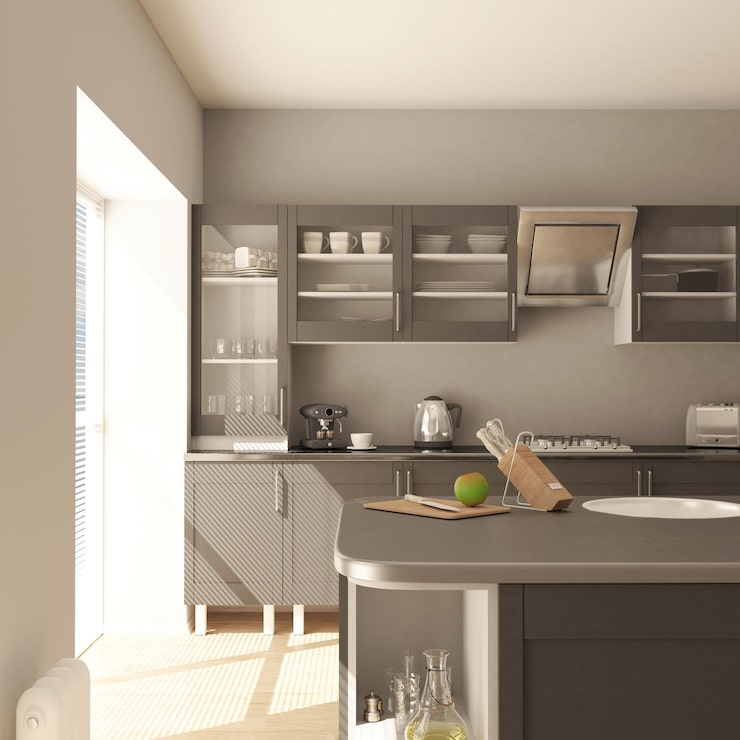 Foto gratuito render de cocina contemporánea 3d