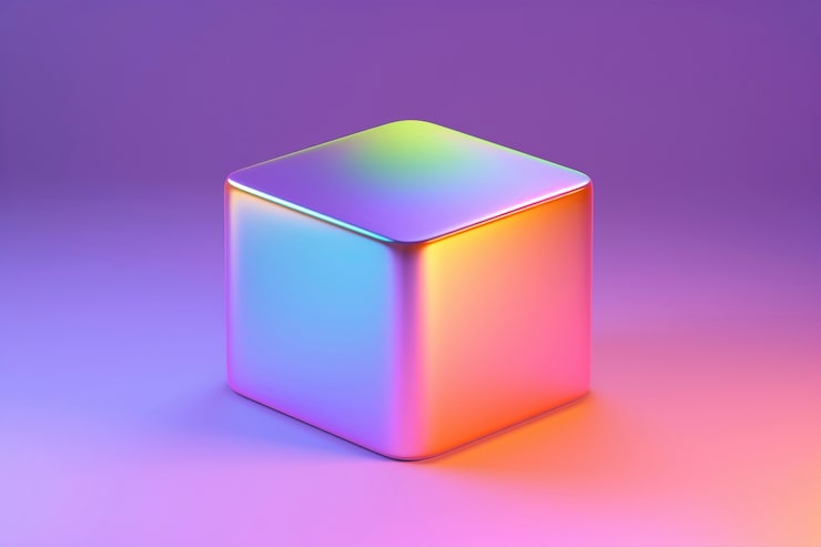 Foto gratuito renderización en 3d del cubo holográfico