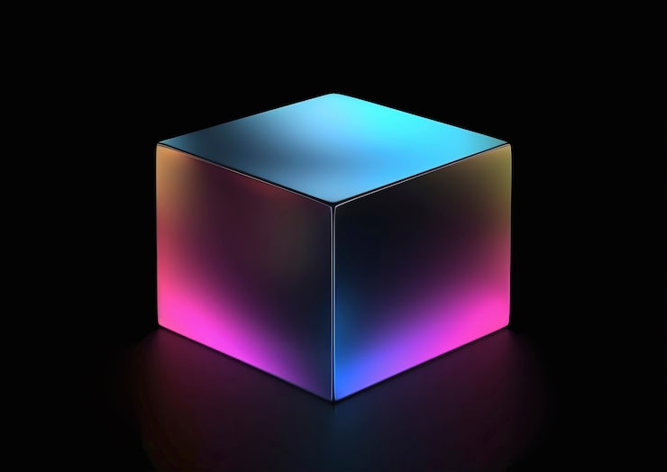 Foto gratuito renderización en 3d del cubo holográfico