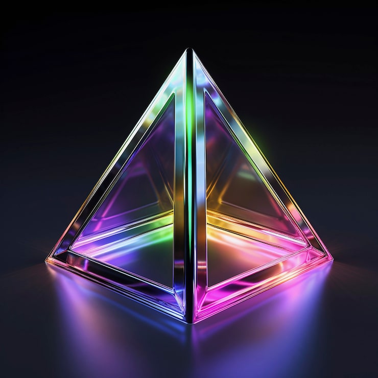 Foto gratuito renderización en 3d del triángulo de neón